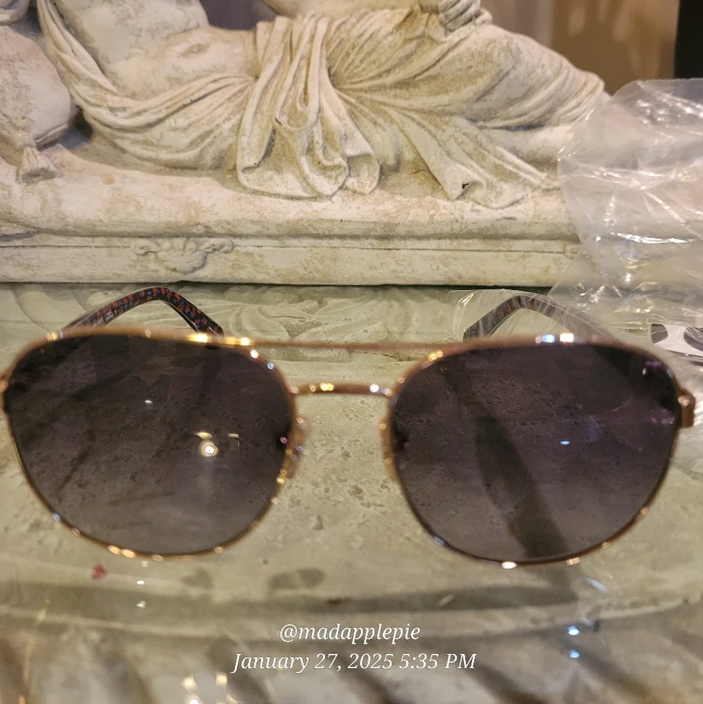 Kate Spade Raglan Aviator Sunglasses Gold Tone Designer Luxury Celebrity #136 - Picture 5 of 10